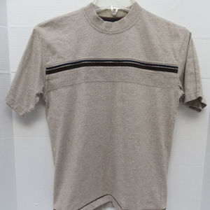 Xg Beige Striped Short Sleeve Shirt Size S